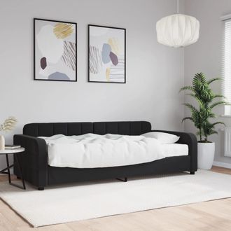 vidaXL Sof&aacute; Cama Con Colch&oacute;n Terciopelo Negro 90x200 Cm Vidaxl