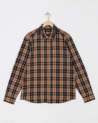 HUGO BOSS Long Sleeve Beige Check Shirt
