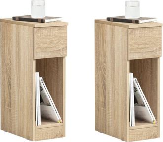 SoBuy Sobuy - Set de 2 Mesas Auxiliares Mesita de Noche con 1 Cajón Mesa para Salón Comedor 20 x 35 x 60 cm Madera FBT111-Nx2 es