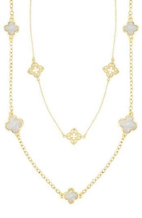 Adornia Set of 2 Assorted Clover Station Necklaces in Gold at Nordstrom Rack