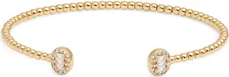 Nordstrom Cubic Zirconia Accent Shot Bead Cuff Bracelet in Clear- Gold at Nordstrom