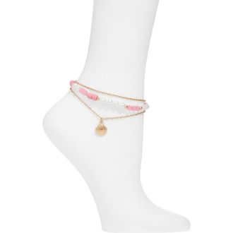 BP. Beaded Anklet in Pink- Multi at Nordstrom