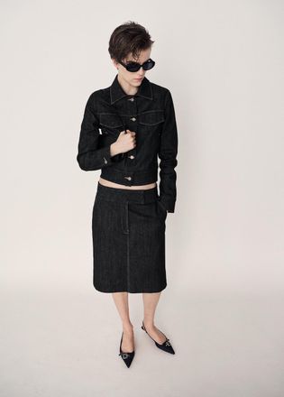 Mango Gonna midi denim nero - Donna - XS - MANGO