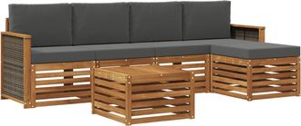 vidaXL Conjunto De Sof&aacute;s De Exterior 6 Uds. Natural Y Antracita Vidaxl