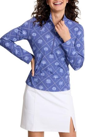 Tommy Bahama IslandZone Abby Getaway Frong Quarter Zip Top in Sanibel Blue at Nordstrom, Size X-Small
