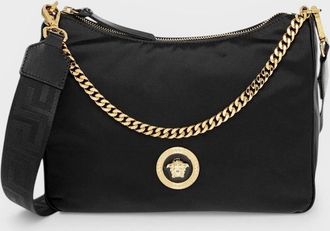 Versace Womens Hobo Bag Medusa Logo Black