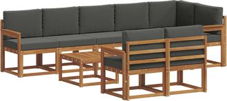 vidaXL Conjunto De Sof&aacute;s De Exterior 9 Uds. Natural Y Antracita Vidaxl