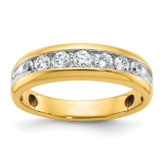 Diamond2Deal 14k Yellow Gold Lab Grown Diamond 7-Stone Band Ring 1/2Ct Clarity- VS Color- G-H