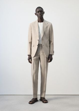 Mango Blazer completo Amalfi 100% lino slim-fit beige - Uomo - 46 - MANGO MAN