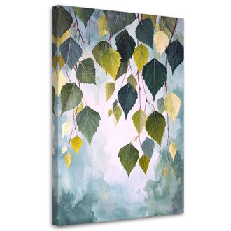 Feeby Cuadro Sobre Lienzo Hojas Verdes De Abedul Naturaleza Plantas 70x100
