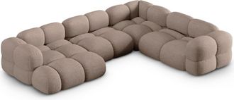 Cosmopolitan Design Sof&aacute; esquinero panor&aacute;mico 5 plazas tejido estructural capuchino