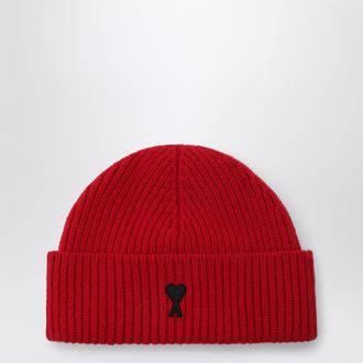 Ami Ami de Coeur beanie in ruby red wool blend