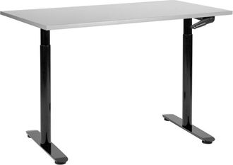 Beliani Beliani - Manually Adjustable Standing Desk Modern Office Round Feet 120 x 72 cm Grey Top Black Steel Frame destinas