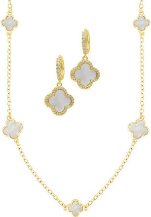 Adornia Clover Drop Earrings & Station Necklace Set in Gold at Nordstrom Rack