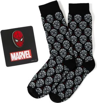 Cufflinks Inc. Spider-Man Crew Socks & Cuff Links Set in Black at Nordstrom, Size 10-13