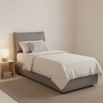 Dmora Cama Individual Dcrnigo, Cama Contenedor Con Revestimiento De Tela, 100% Made In Italy, Apertura Frontal, Con Colch&oacute;n Cm 90x200 Incluido, Gris - Dmora