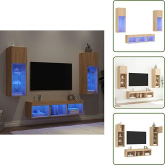 vidaXL Luci LED RGB - vidaXL Mobili TV a Muro con LED 5pz Rovere Sonoma Legno Multistrato - Mobile TV