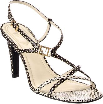 Fendi Fendi Ffold Snake-Embossed Leather Sandal