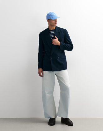 Asos Pantaloni eleganti con gamba bombata in twill pesante &eacute;cru 100% cotone-Bianco