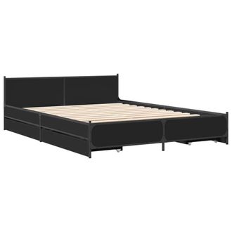 Berkfield Home Durable Bed Frame with Drawers without Mattress Black 135x190 cm | Size: Double