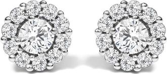 House of Brilliance 10K White Gold 3.0 Cttw Lab Grown Diamond Halo Stud Earrings