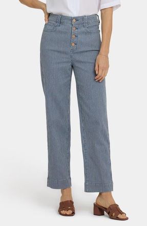 NYDJ Kasey Stripe Exposed Button Ankle Stovepipe Jeans in Malaga Stripe at Nordstrom, Size 16