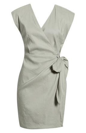 Nordstrom Linen Blend Wrap Dress in Green Chaparral at Nordstrom, Size Xx-Small