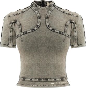Charlotte Knowles Scuba Turtleneck Top - Dames - Blouses - Grijs - S - Leer - Overhemden