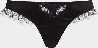 Kiki De Montparnasse Low-Rise Lace-Inset Stretch Silk Thong