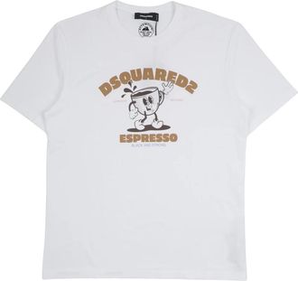 Dsquared2 T-Shirts, male, White, Size: XL Espresso T-shirt