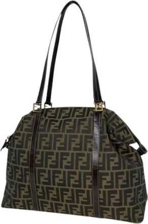 Fendi Pre-owned Shoulder Bags, female, Brown, Size: ONE SIZE Pre-owned Vintage Nylon Shoulder Tote