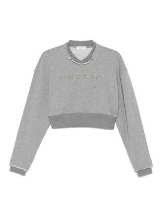 Alexander McQueen Logo Cotton Cropped Sweatshirt