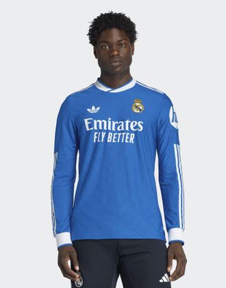 adidas Real Madrid 25/26 Authentic - Terza maglia a maniche lunghe blu uccello