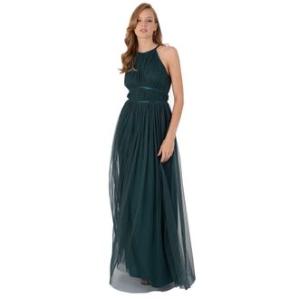 Anaya with Love Womens Ladies Maxi for Women Halter Neck Sleeveless Back Keyhole Long Wedding Guest Prom Ball Eve Dress, Emerald Green, 22 UK