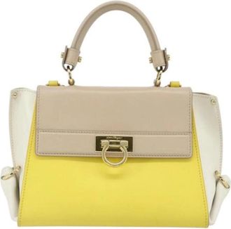 Ferragamo Pre-owned Handbag - Dames - Vintage Handtas - Beige - ONE Size - Leer - Vintage