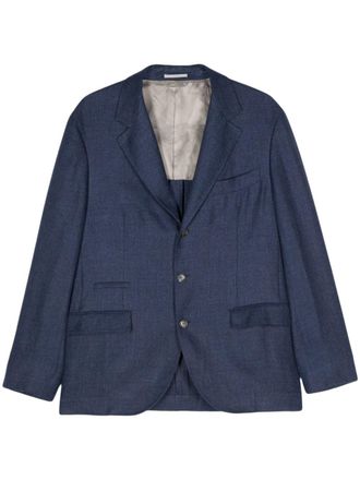 Brunello Cucinelli single-breasted linen blend blazer - men - Silk/Wool/Cupro/Linen/Flax - 48 - Blue
