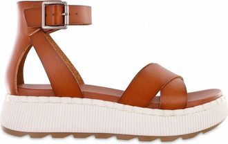 Mia Womens Cross Stride Vegan Platform Sandals In Cognac