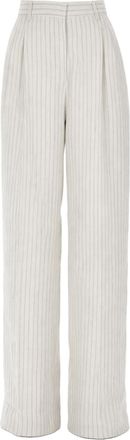 Max Mara White Straight Pleated Pants