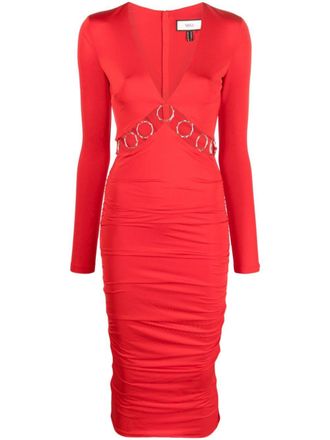 Nissa cut out-detail midi dress - women - Elastane/Polyester - 36 - Red