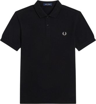 Fred Perry Mens Black Plain Polo Shirt Cotton - Size Large