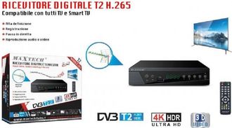 Trade Shop Trade Shop - Ricevitore Digitale Terrestre T2 H.265 Decoder Tv Smart Tv Dg-t003 Telecomando