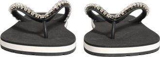 Dolce & Gabbana Black Embellished Rubber Flip Flops Men Shoes Accessory