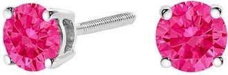House of Brilliance 14K White Gold 1.0 Cttw Pink Lab Grown Diamond Solitaire Stud Earrings in Pink Diamond | White at Nordstrom