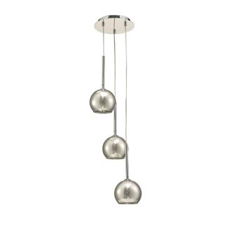 Netlighting Regina Ceiling Cluster Pendant 3 Light Cluster G9 Chrome Smoke Glass in Grey
