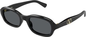 Valentino Sunglasses, female, Black, Size: 51 MM Rectangular Acetate Eyewear