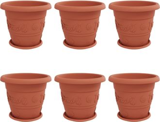 vidaXL Macetas 6 Uds. Rojo Ladrillo &Oslash; 39 X 32 Cm Pl&aacute;stico Vidaxl