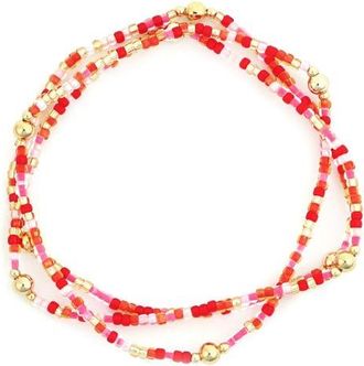 Panacea Beaded Stretch Bracelet in Red at Nordstrom