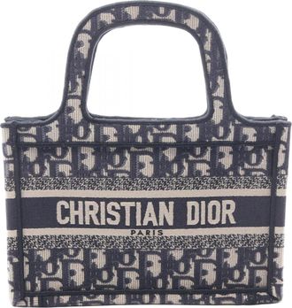 Dior Ivory Navy Canvas Handbag Tote Bag (Pre-Owned)