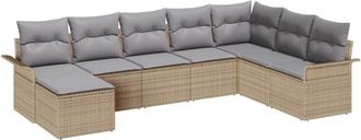 vidaXL Garden Sofa Set with Cushion 8 pcs Beige Poly rattan vidaXL