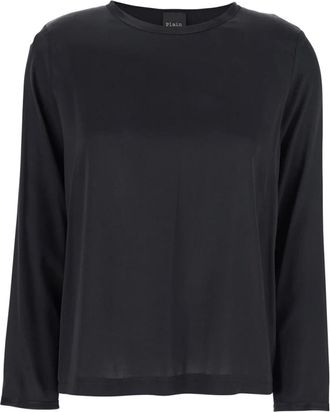 Plaîn Plain, Dames, Blouses & Shirts, Zwart, Maat: M Zijde